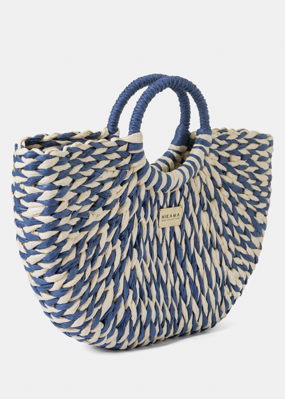 Navy Blue & Ecru Knitted Bag